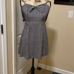 Black and white strapless dress